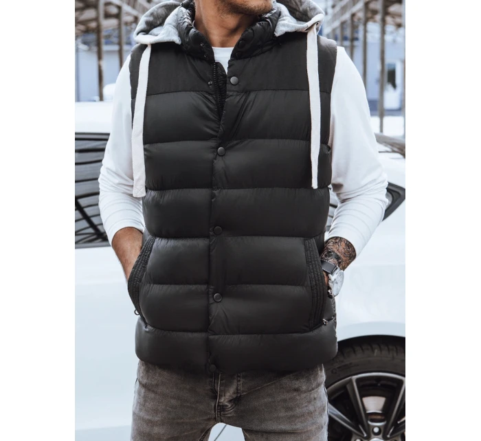 Pánska vesta s kapucňou čierna FashionStreet TX3936z