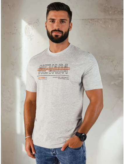 Pánské šedé tričko s potiskem Dstreet model 21973878 - FashionStreet