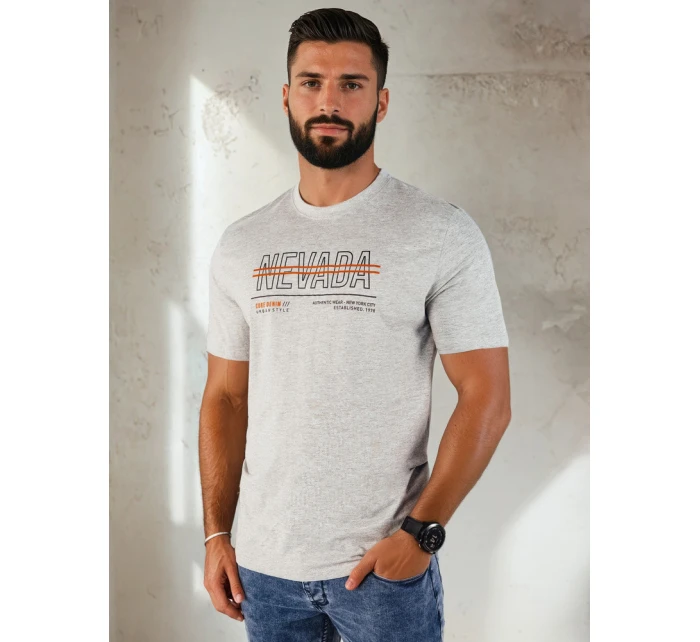 Pánské šedé tričko s potiskem Dstreet model 21973878 - FashionStreet
