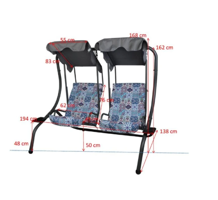 ZÁHRADNÁ A BALKÓNOVÁ HOJDAČKA SONIC 2 OSOBY MOZAIKA