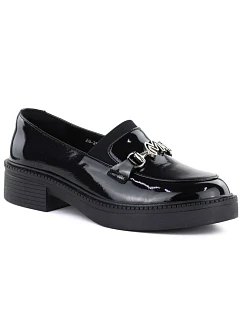 Dámske kožené mokasíny na hrubej podrážke čierne Vinceza 39985