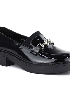 Dámské kožené mokasíny na silné podrážce černé Vinceza model 22081617 - Hikvision