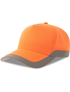Atlantis Headwear Helpy-S 5-panelová bezpečnostná čiapka 33.0280 oranžová fluo