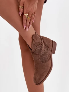 Dámske čižmy S.Barski - hnedé, na nízkom podpätku