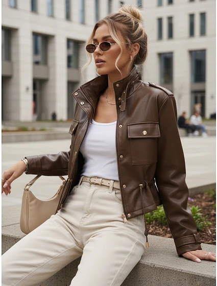 Kurtka damska z  brązowa model 22084548 - FashionStreet