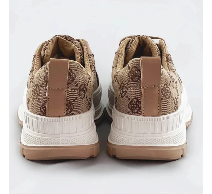 Tmavo béžové tenisky trampky s vyššou podrážkou (S067)
