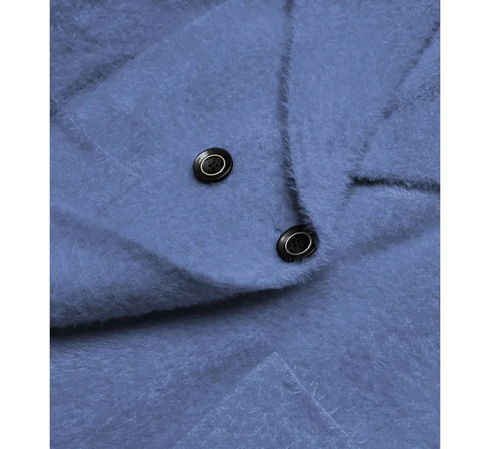 Krátký modrý přehoz přes oblečení typu alpaka model 18059129 - MADE IN ITALY Krátký modrý přehoz přes oblečení typu alpaka model 18059129 - MADE IN ITALY