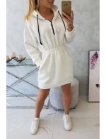 Zateplené šaty s kapucí ecru Zateplené šaty s kapucí ecru