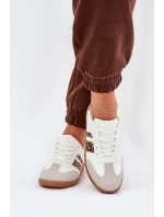 Niskie Sneakersy Damskie Z Eko Skóry Panterka Białe Nonalorin