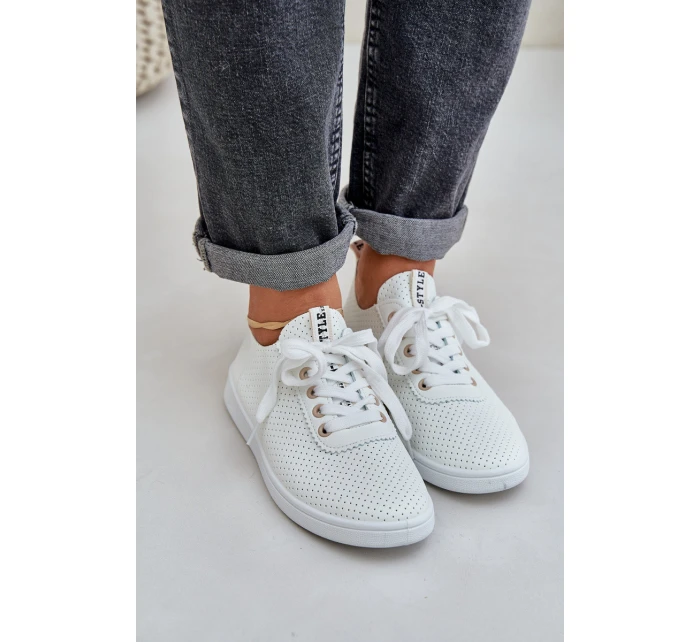 Dámské Ažurové Šněrovací Tenisky Světle Béžové model 21684935 - Boto Dámské Ažurové Šněrovací Tenisky Světle Béžové model 21684935 - Boto