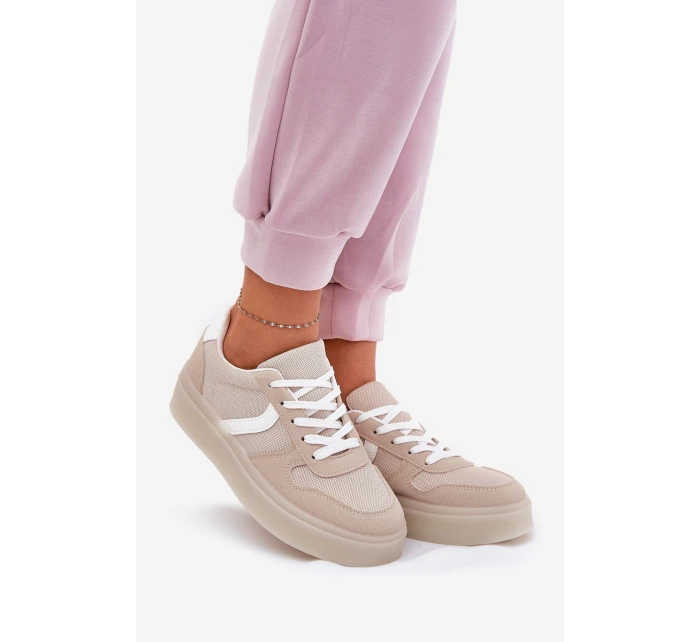 Niskie Sneakersy Damskie Na Platformie Beżowe Telmira