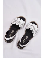 Skórzane Sandały Na Płaskim Obcasie Zazoo 40425 Białe