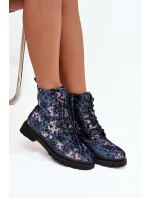 Botki Damskie Ocieplane W Kwiaty Artiker 57C1052 Granatowe Botki Damskie Ocieplane W Kwiaty Artiker 57C1052 Granatowe