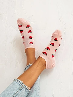 Dámské nízké ponožky s melouny světle růžové