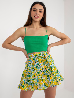 Žlté a zelené kvetinové krátke sukne-šortky
