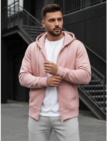 Pánská mikina s kapucí růžová Dstreet model 21962660 - FashionStreet Pánská mikina s kapucí růžová Dstreet model 21962660 - FashionStreet