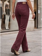 Dámske džínsy so širokými nohavicami a vysokým pásom v bordovej farbe FashionStreet UY3105