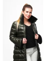 Dlhšia dámska prešívaná zimná bunda khaki (j19-017)