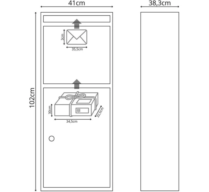 KURIÉRSKA POŠTOVÁ SCHRÁNKA 2V1 STOJACA 38X41X102CM 1068749