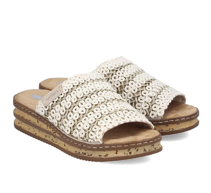 Dámské žabky na podpatku béžové model 22097126 - Rieker Dámské žabky na podpatku béžové model 22097126 - Rieker