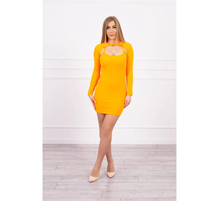 Pruhované vypasované šaty oranžové neonové Pruhované vypasované šaty oranžové neonové