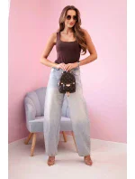 Dámska blúzka bez ramienok s výstrihom hnedá