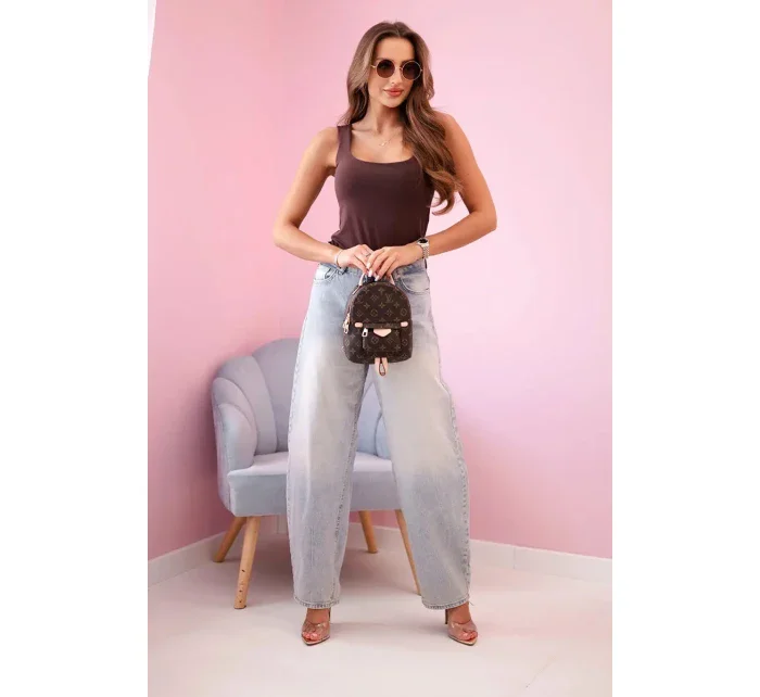 Dámska blúzka bez ramienok s výstrihom hnedá