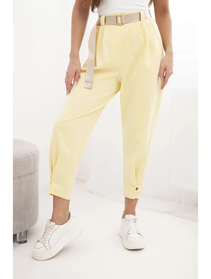 Kalhoty Summer Punto s model 22203796 na nohavicích žluté - K-Fashion Kalhoty Summer Punto s model 22203796 na nohavicích žluté - K-Fashion
