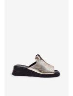 Dámské Pantofle Na Klínu Se Zipem Zlaté model 21692800 - Boto Dámské Pantofle Na Klínu Se Zipem Zlaté model 21692800 - Boto