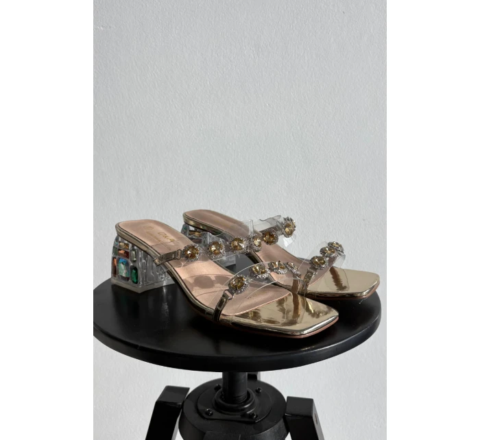 Dámské pantofle s krystaly D&A MR1037-02 Zlaté