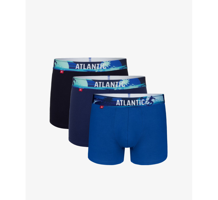 Pánske športové boxerky ATLANTIC 3Pack - tmavomodré/modré