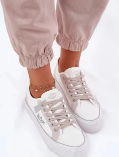 Dámske tenisky Lee Cooper na platforme - bielo-sivé