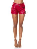 Sexy faux leather shorts with chainbelt+little bag