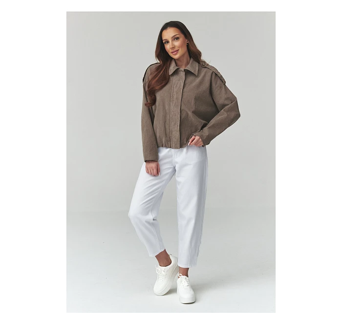 teplá šnúrová bunda model 225690 Makadamia teplá šnúrová bunda model 225690 Makadamia