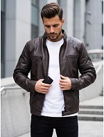Pánska kožená zateplená bunda s kapucňou, hnedá, FashionStreet TX5144 Pánska kožená zateplená bunda s kapucňou, hnedá, FashionStreet TX5144