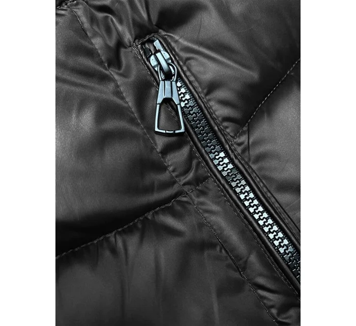 Černobéžová oboustranná dámská zimní bunda s kapucí model 21246405 - S'WEST