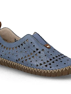 Dámske kožené ažurové modré poltopánky Rieker M2852-12