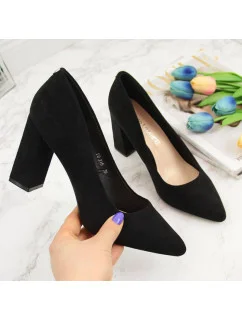 Sergio Leone W SK316A čierne semišové lodičky na podpätku