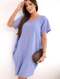 Šaty s vreckami a príveskom fialové