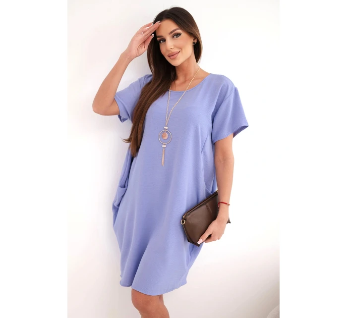 Šaty s vreckami a príveskom fialové