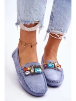 Dámské semišové mokasíny s krystaly Modre model 21612170 - EVENTO