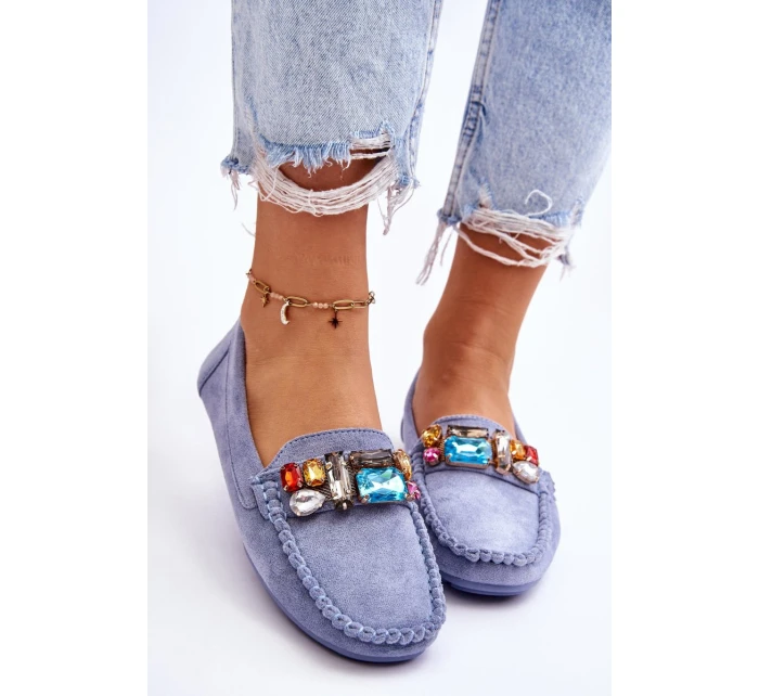 Dámské semišové mokasíny s krystaly Modre model 21612170 - EVENTO