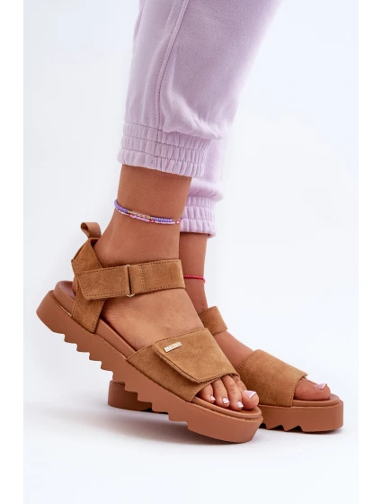 Damskie Zamszowe Sandały Na Platformie Big Star NN274705 Brązowe Damskie Zamszowe Sandały Na Platformie Big Star NN274705 Brązowe