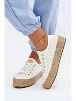 Krajkové tenisky espadrilky na platformě model 22102795 Bílé - Lee Cooper