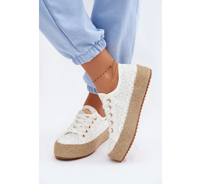 Krajkové tenisky espadrilky na platformě model 22102795 Bílé - Lee Cooper