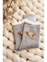 Silné bavlněné ponožky s medvídkem, světle šedé Silné bavlněné ponožky s medvídkem, světle šedé