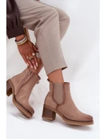 Dámske členkové topánky Zelia na stĺpiku - béžové Dámske členkové topánky Zelia na stĺpiku - béžové