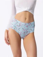 Dámske jednoduché maxi nohavičky Sakura Light Blue Pattern - Julimex