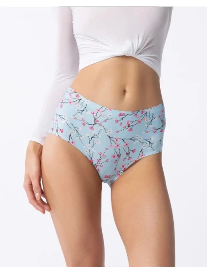 Dámske jednoduché maxi nohavičky Sakura Light Blue Pattern - Julimex Dámske jednoduché maxi nohavičky Sakura Light Blue Pattern - Julimex