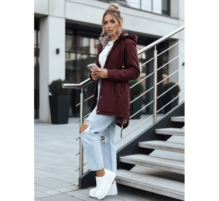 Dámska bunda parka s odnímateľnou kapucňou FashionStreet bordová TY5349
